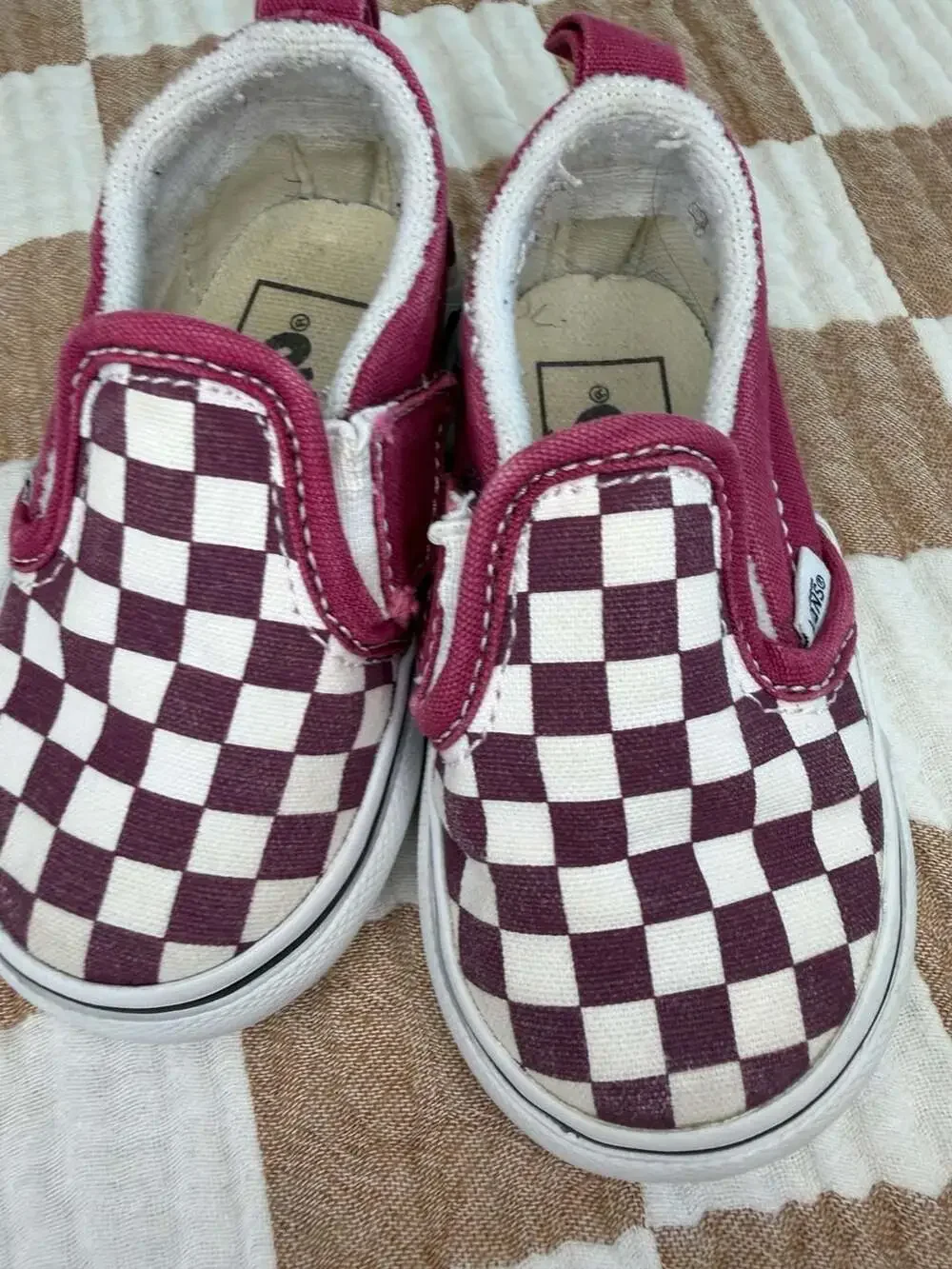 Vans Checkerboard Slip On Toddler Shoes Maroon White
